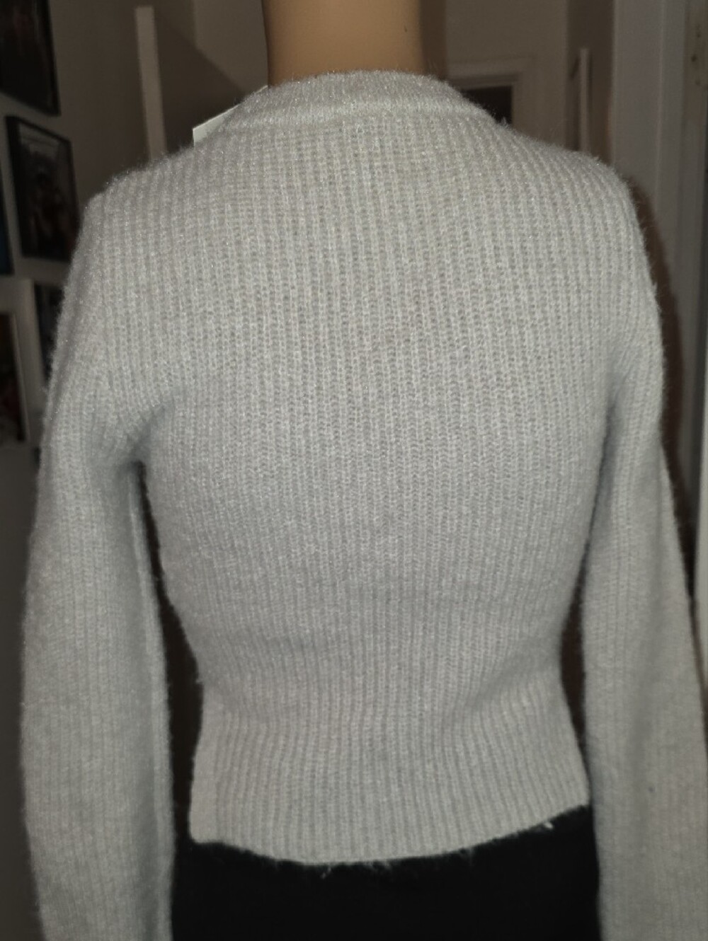Zara Light Gray Ribbed Crewneck Sweater - Picture 7 of 8
